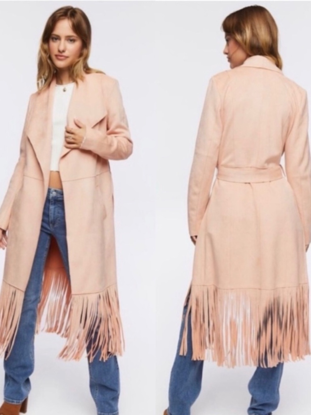 Forever 21 faux suede jacket with fringe in size small NWOT